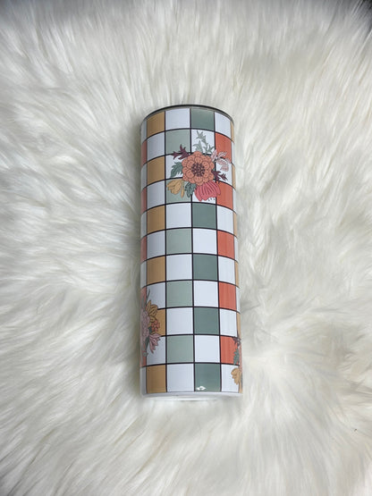 Floral grid 20oz tumbler