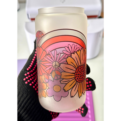 Groovy rainbow 16oz glass cup