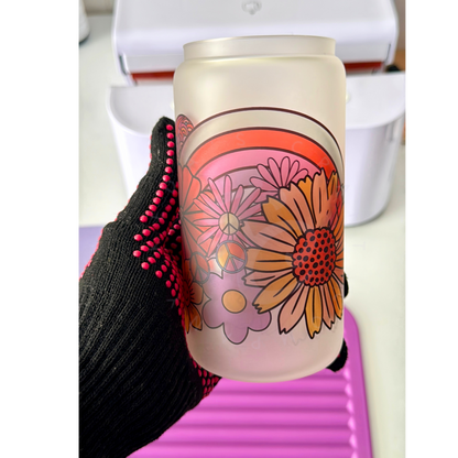 Groovy rainbow 16oz glass cup