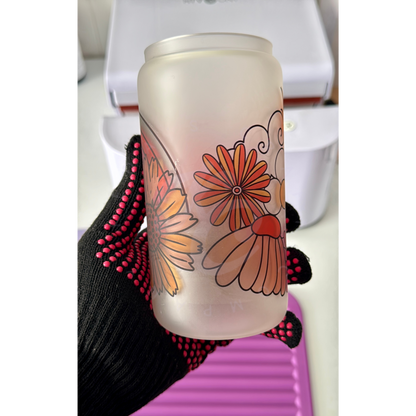 Groovy rainbow 16oz glass cup