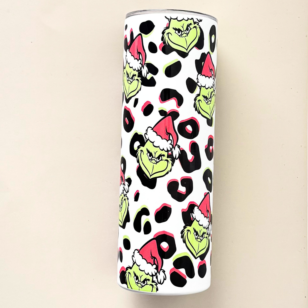 Grinch leopard 20oz tumbler