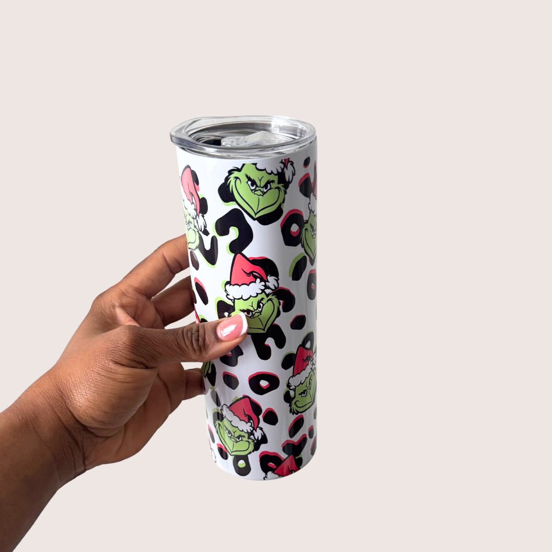 Grinch leopard 20oz tumbler