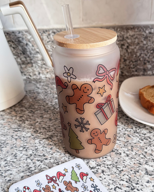 Christmas elements 16oz glass cup