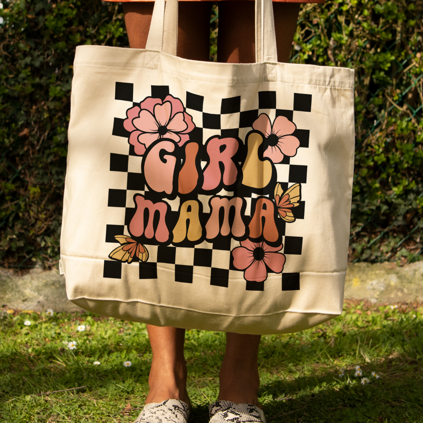 Checkered mama tote bag