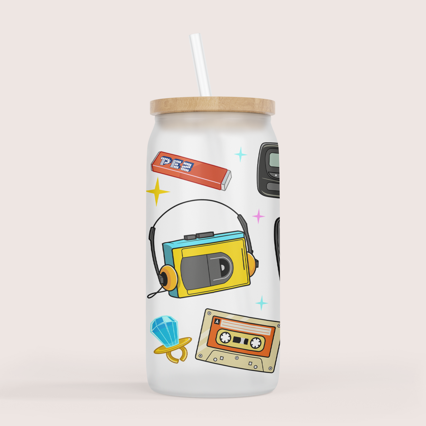 90s club 16oz glass cup