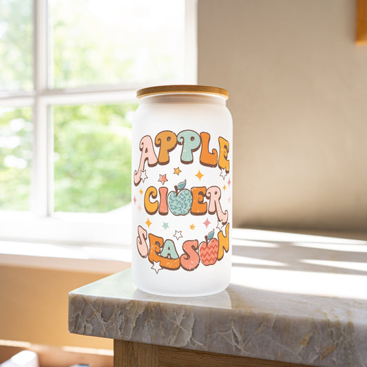 Apple cider season 16oz glass cup