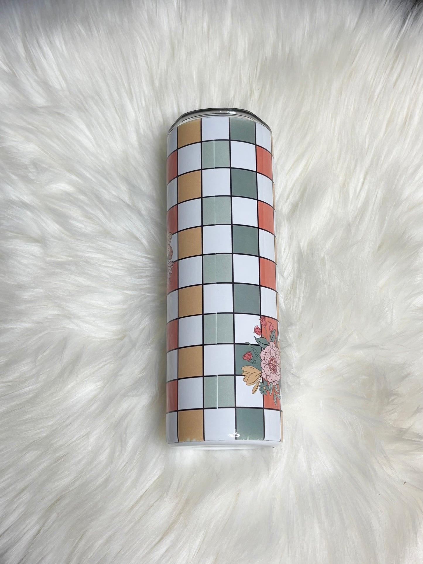 Floral grid 20oz tumbler