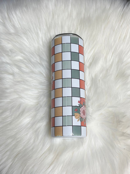 Floral grid 20oz tumbler