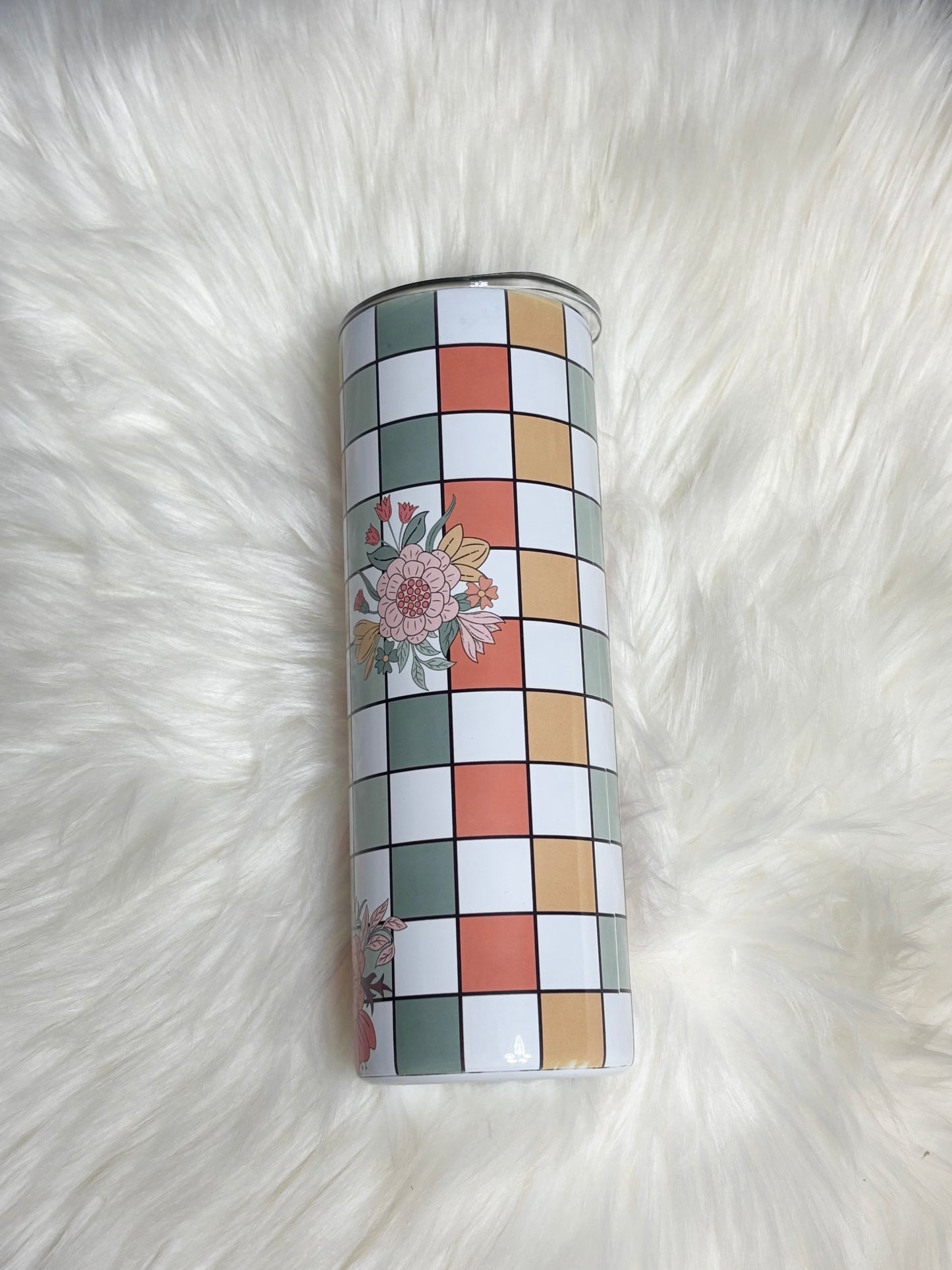 Floral grid 20oz tumbler