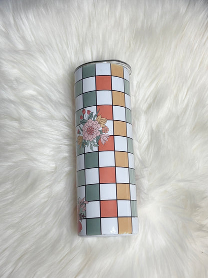 Floral grid 20oz tumbler