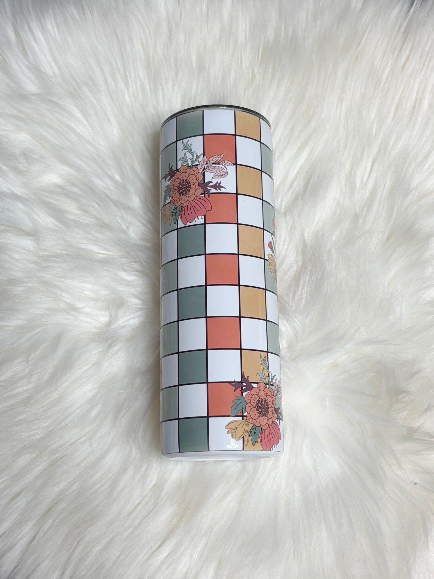 Floral grid 20oz tumbler