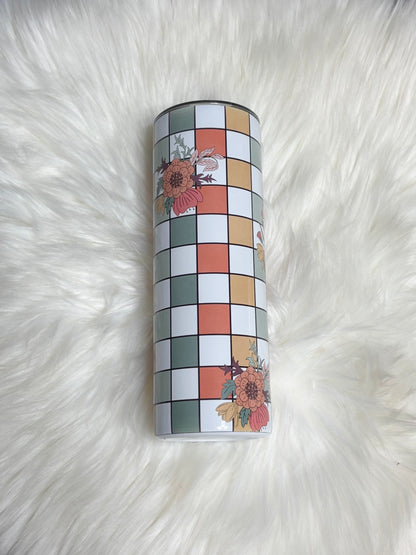 Floral grid 20oz tumbler