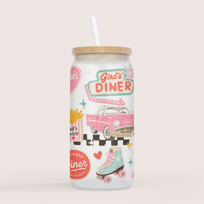 Girl's Diner 16oz glass cup