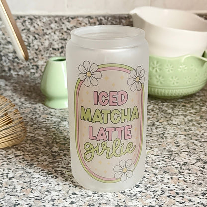 Iced matcha latte girlie 16oz glass cup
