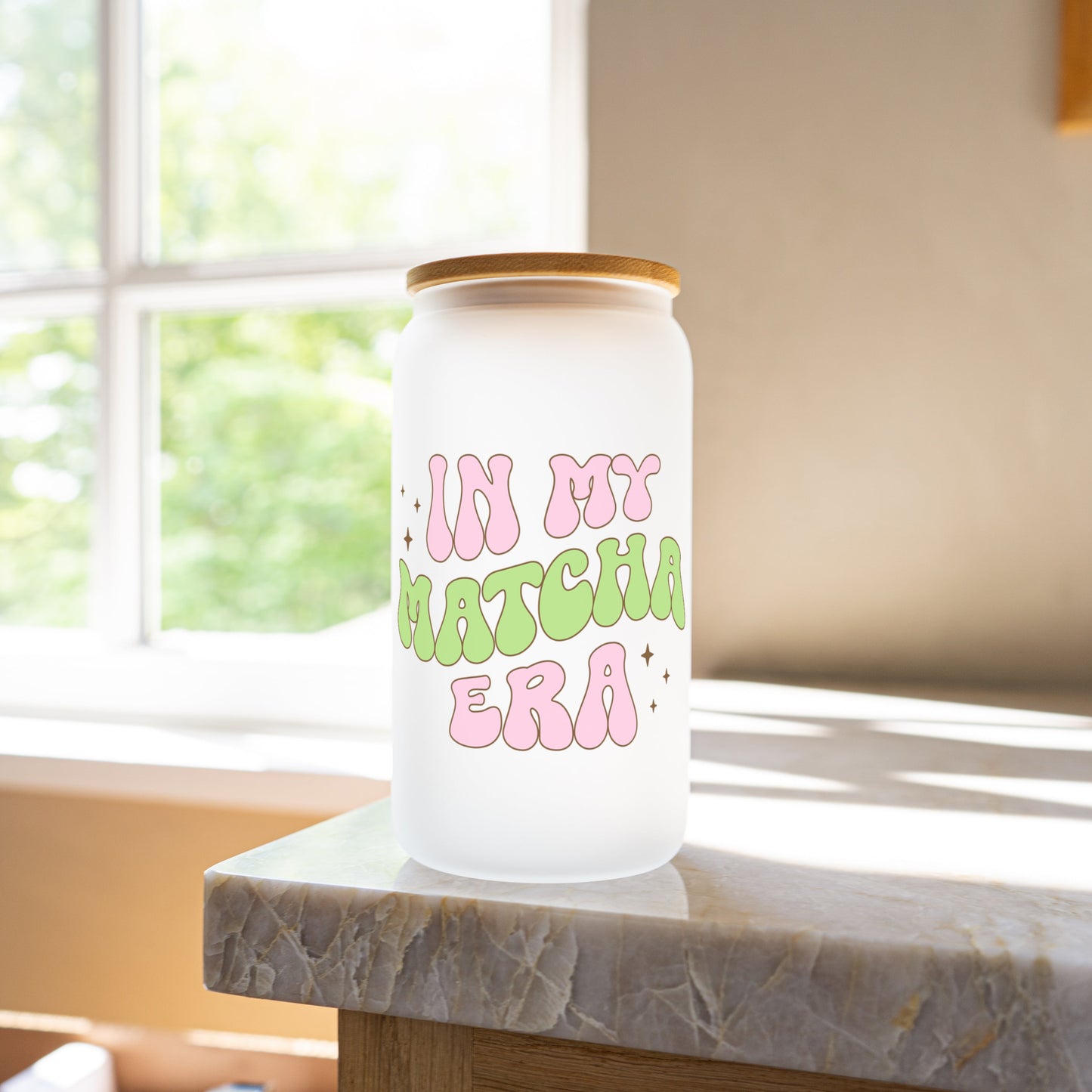 In my matcha era 16oz glass cup