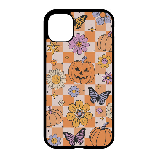 Spooky floral checker iPhone case