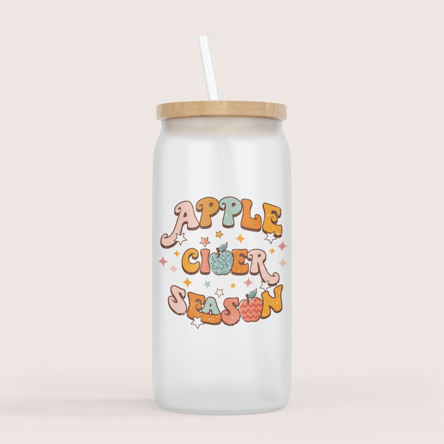 Apple cider season 16oz glass cup