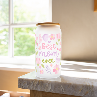 Best mom ever 16oz glass cup