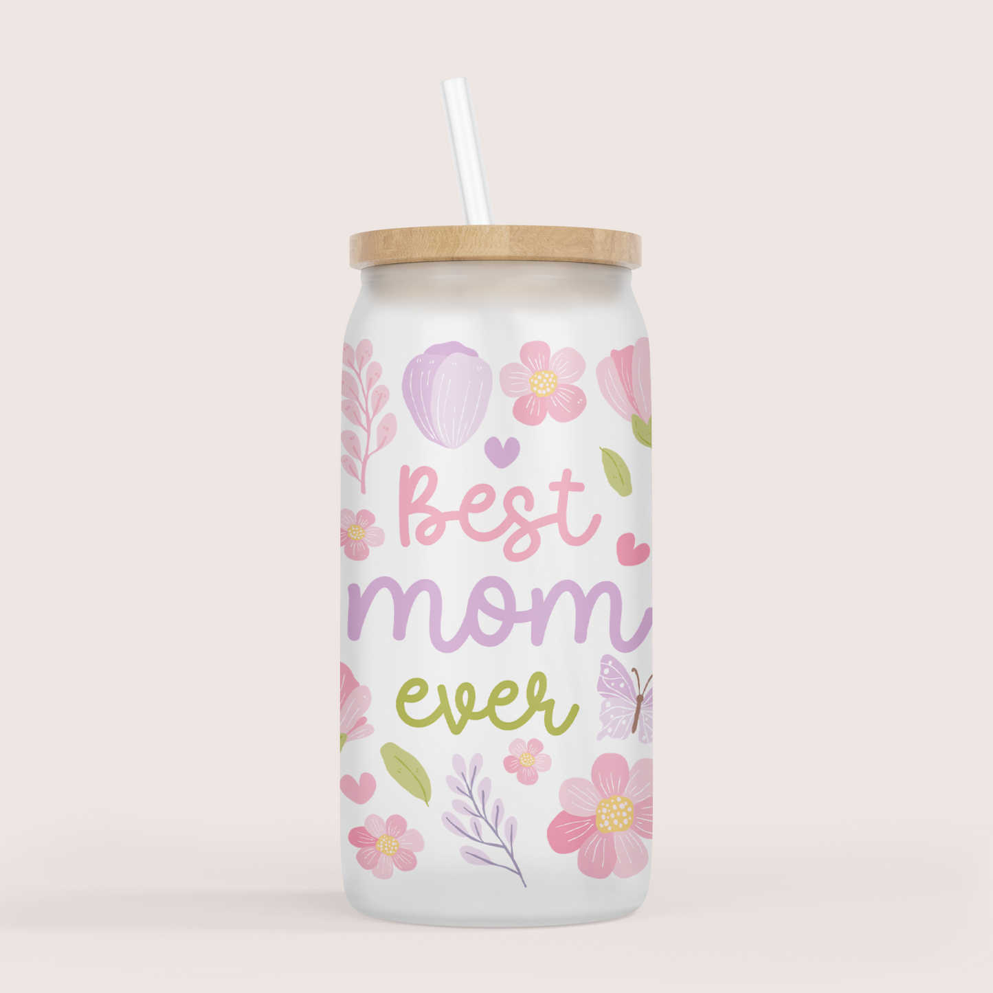 Best mom ever 16oz glass cup