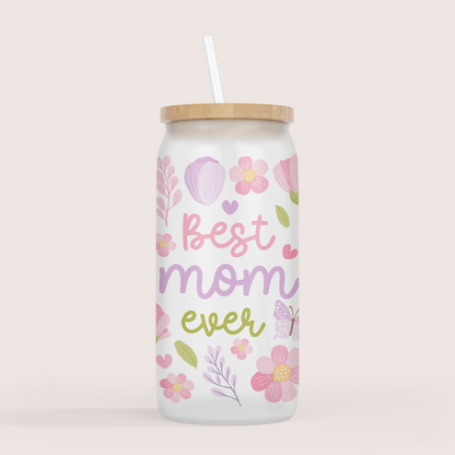 Best mom ever 16oz glass cup