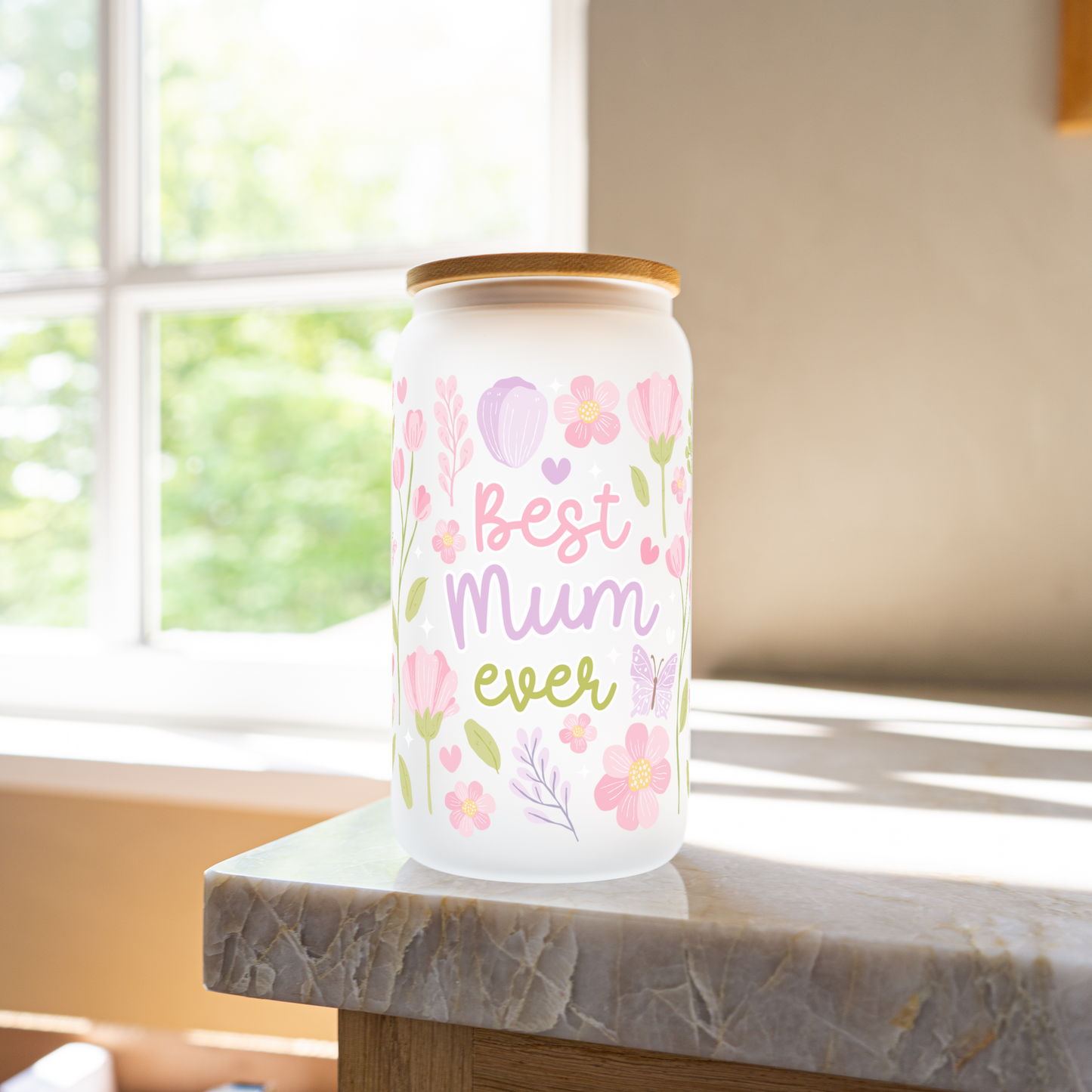 Best mom ever 16oz glass cup