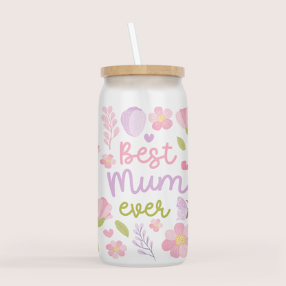 Best mom ever 16oz glass cup