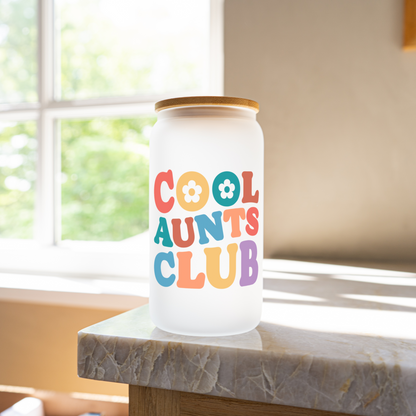 Cool aunts club 16oz glass cup