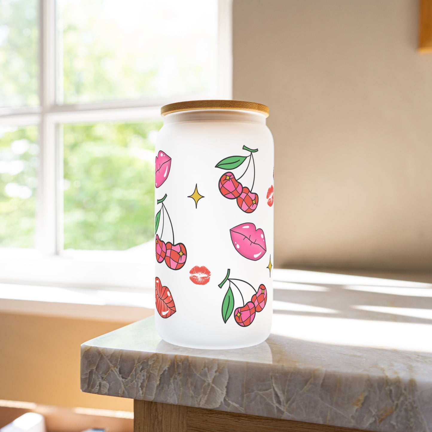 Disco cherry 16oz glass cup
