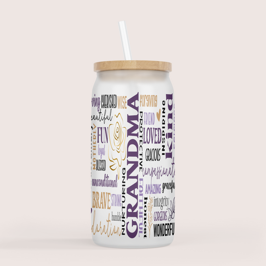 Grandma affirmation 16oz glass cup