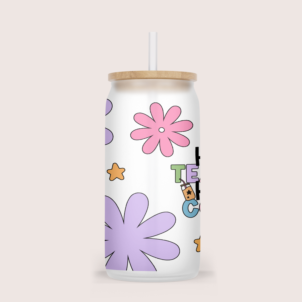 Half teacher, half coffee 16oz glass cup