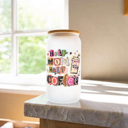 Half mom Half coffee 16oz glass cup