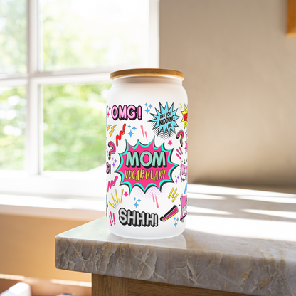 Mom vocabulary 16oz glass cup