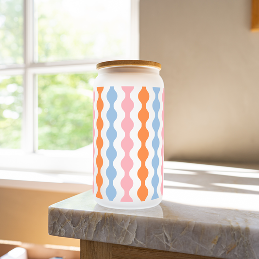 Retro ripple 16oz glass cup