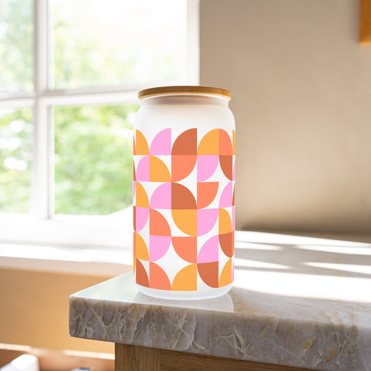 Retro circle 16oz glass cup