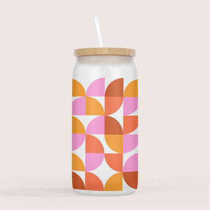 Retro circle 16oz glass cup