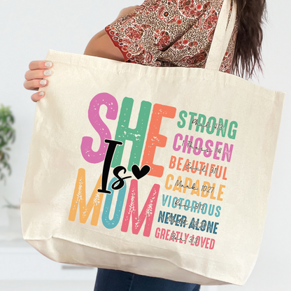 She's mom inspirational tote bag