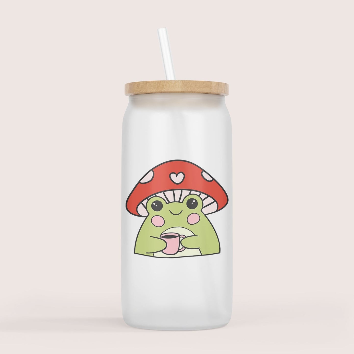 Shroom frog 16oz glass cup