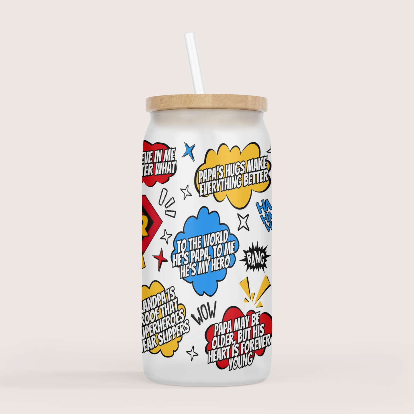 Super Papa 16oz glass cup