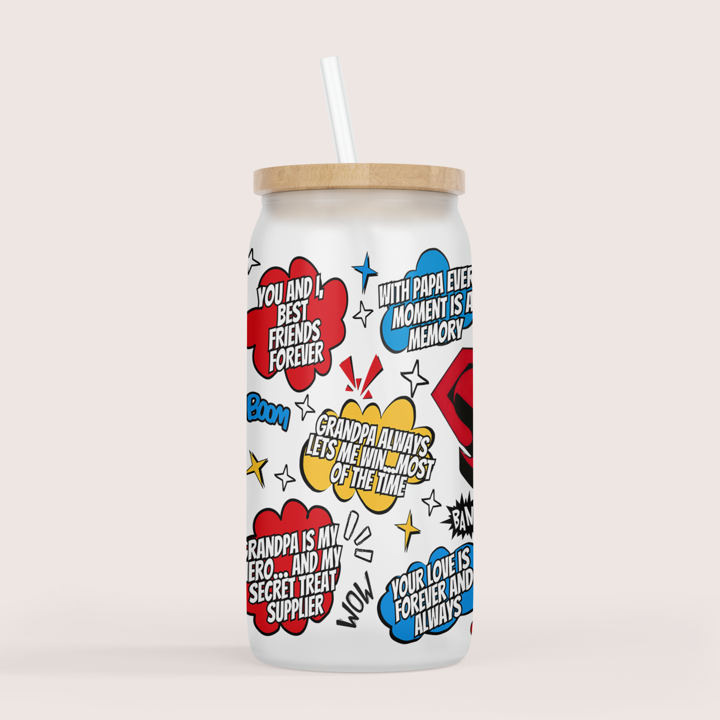 Super Papa 16oz glass cup
