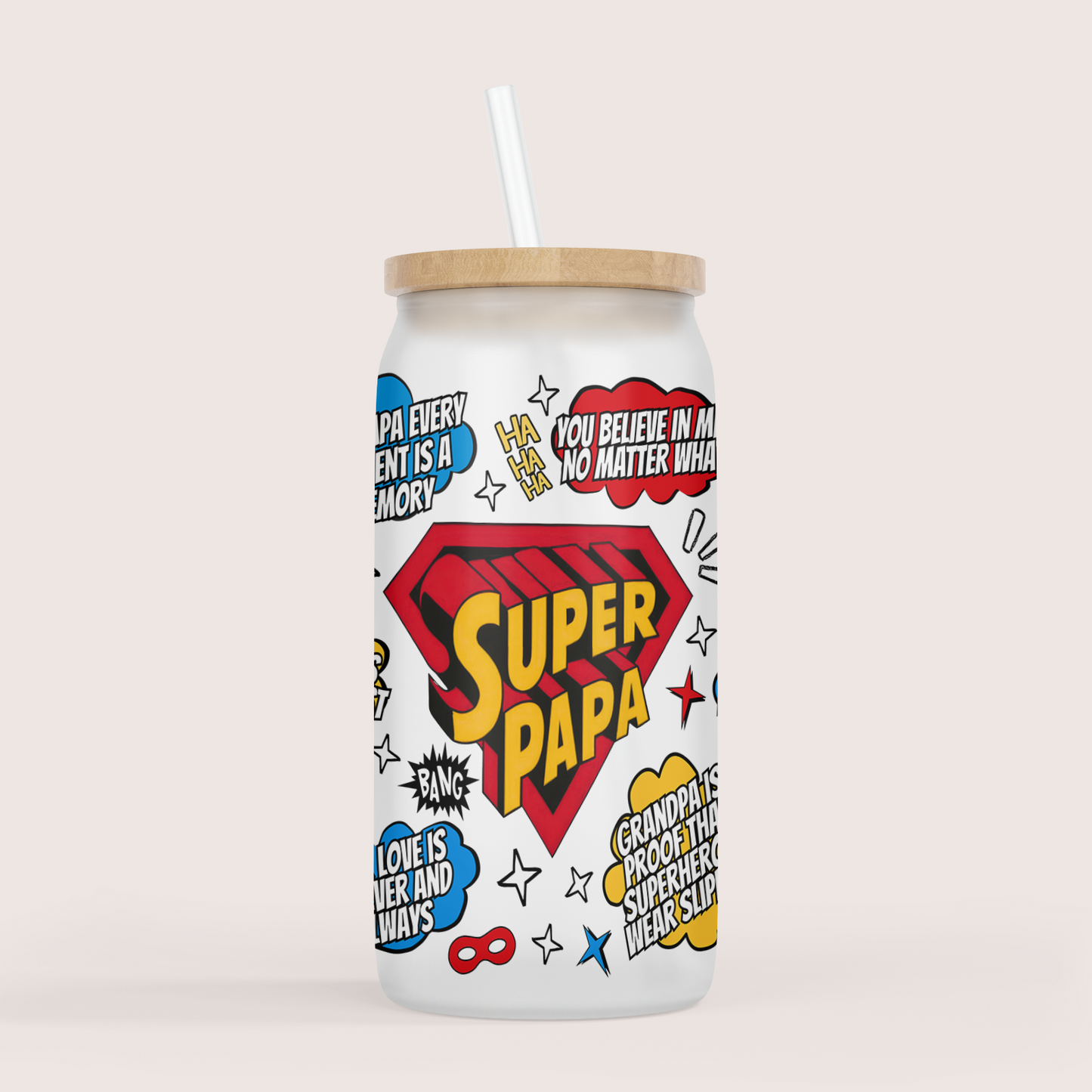 Super Papa 16oz glass cup