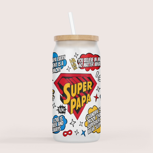 Super Papa 16oz glass cup