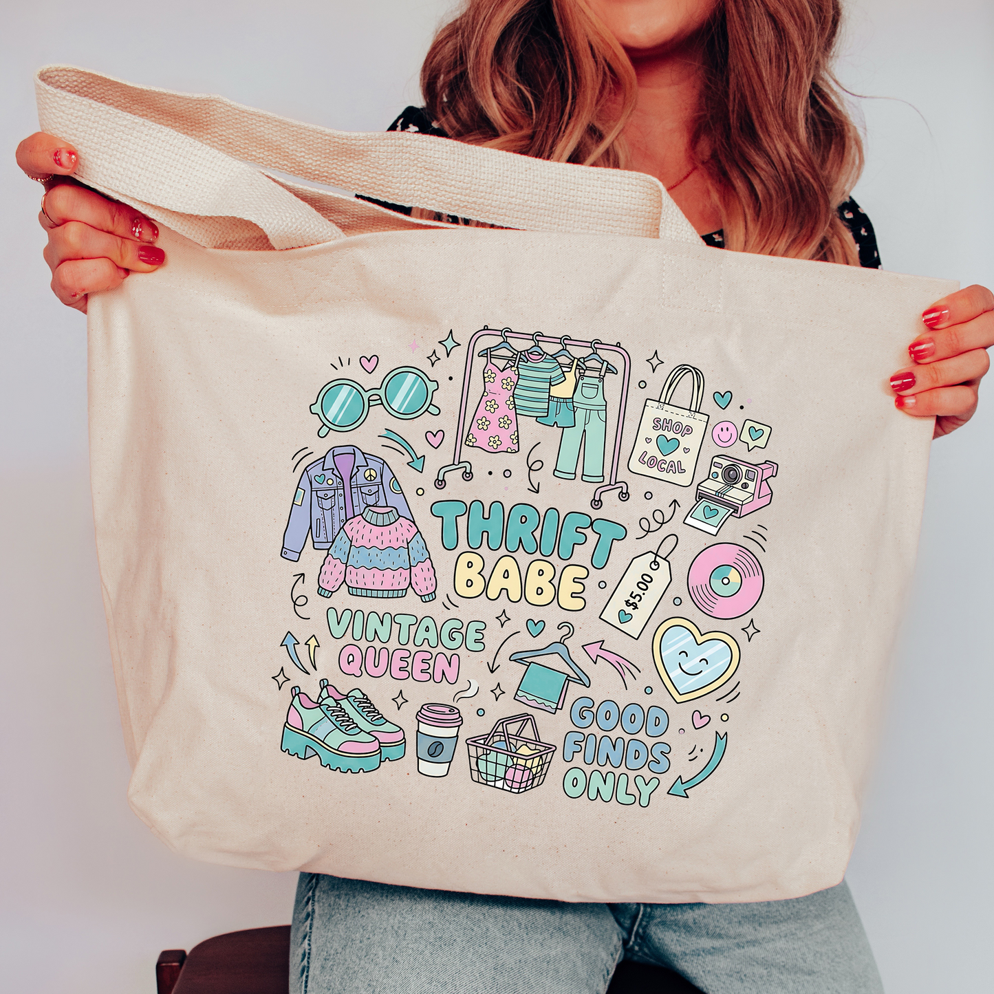 Thrift babe tote bag