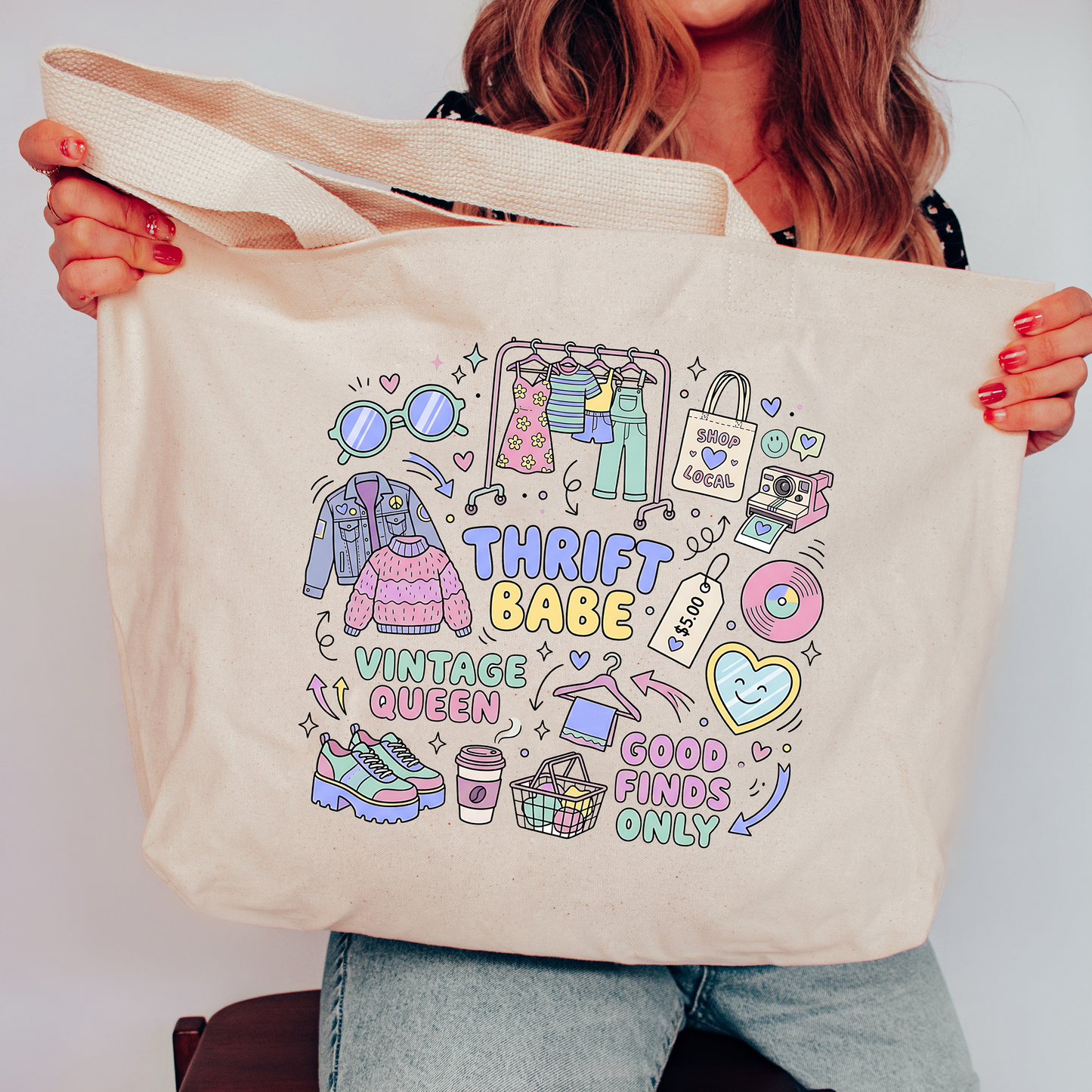 Thrift babe tote bag