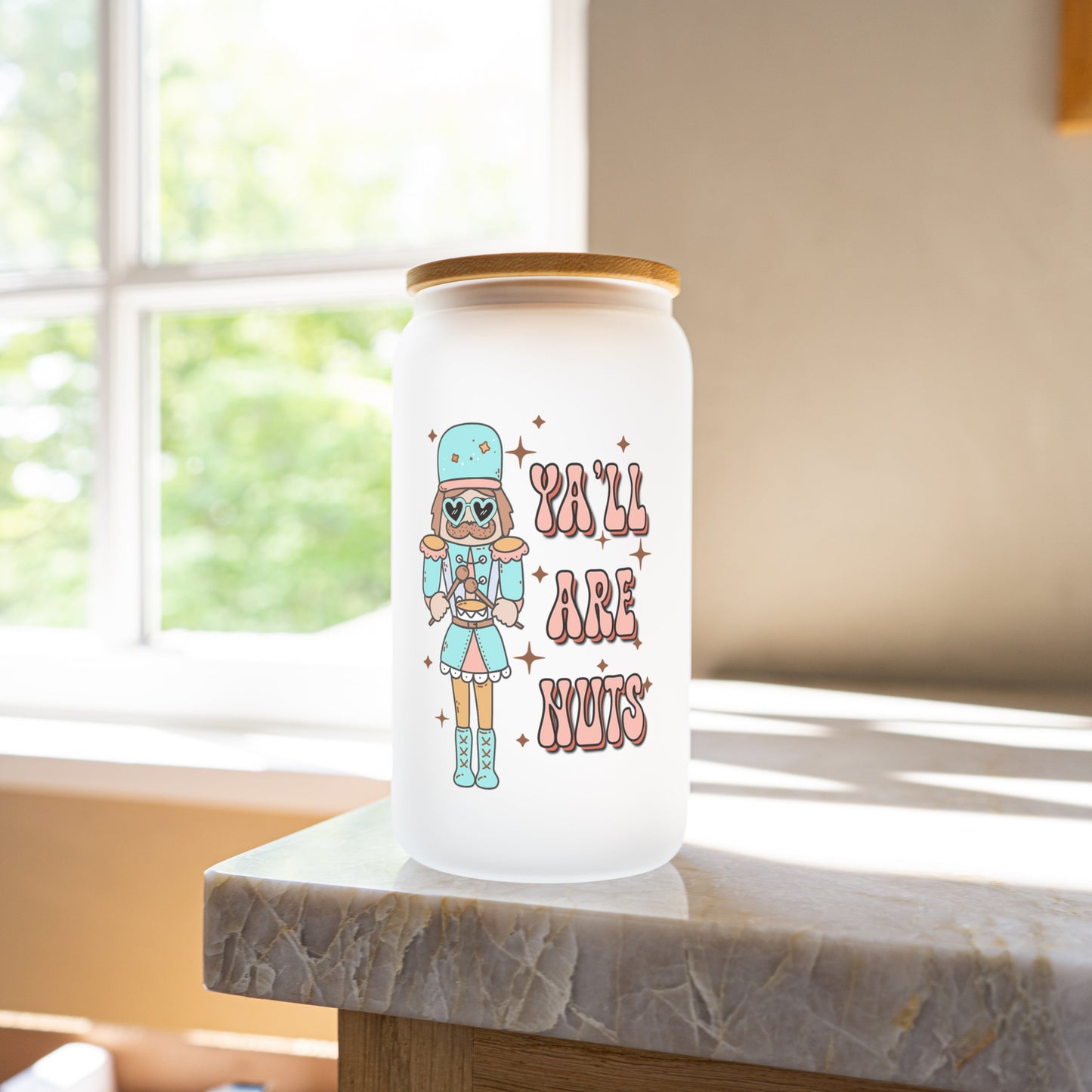 Ya'll are nuts 16oz glass cup